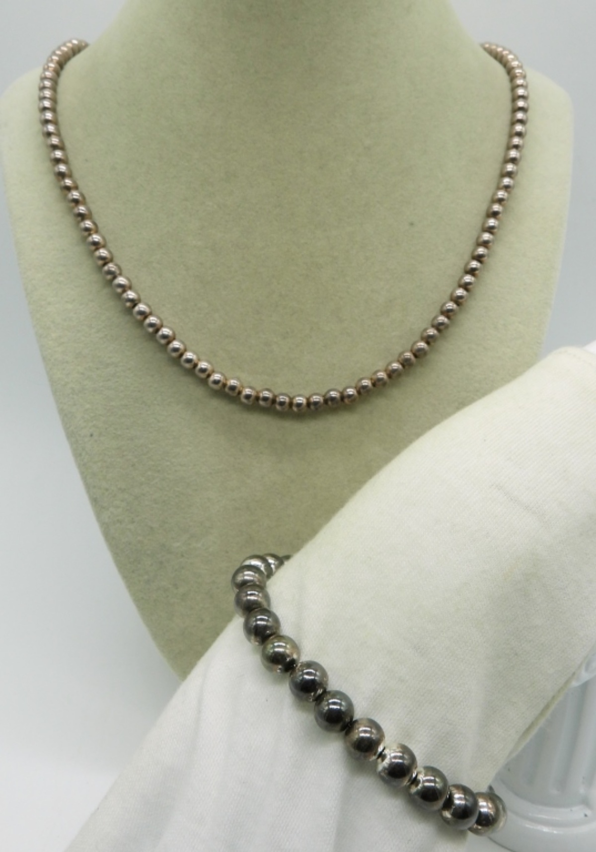 Sterling Ball Bead Necklace & Bracelet
