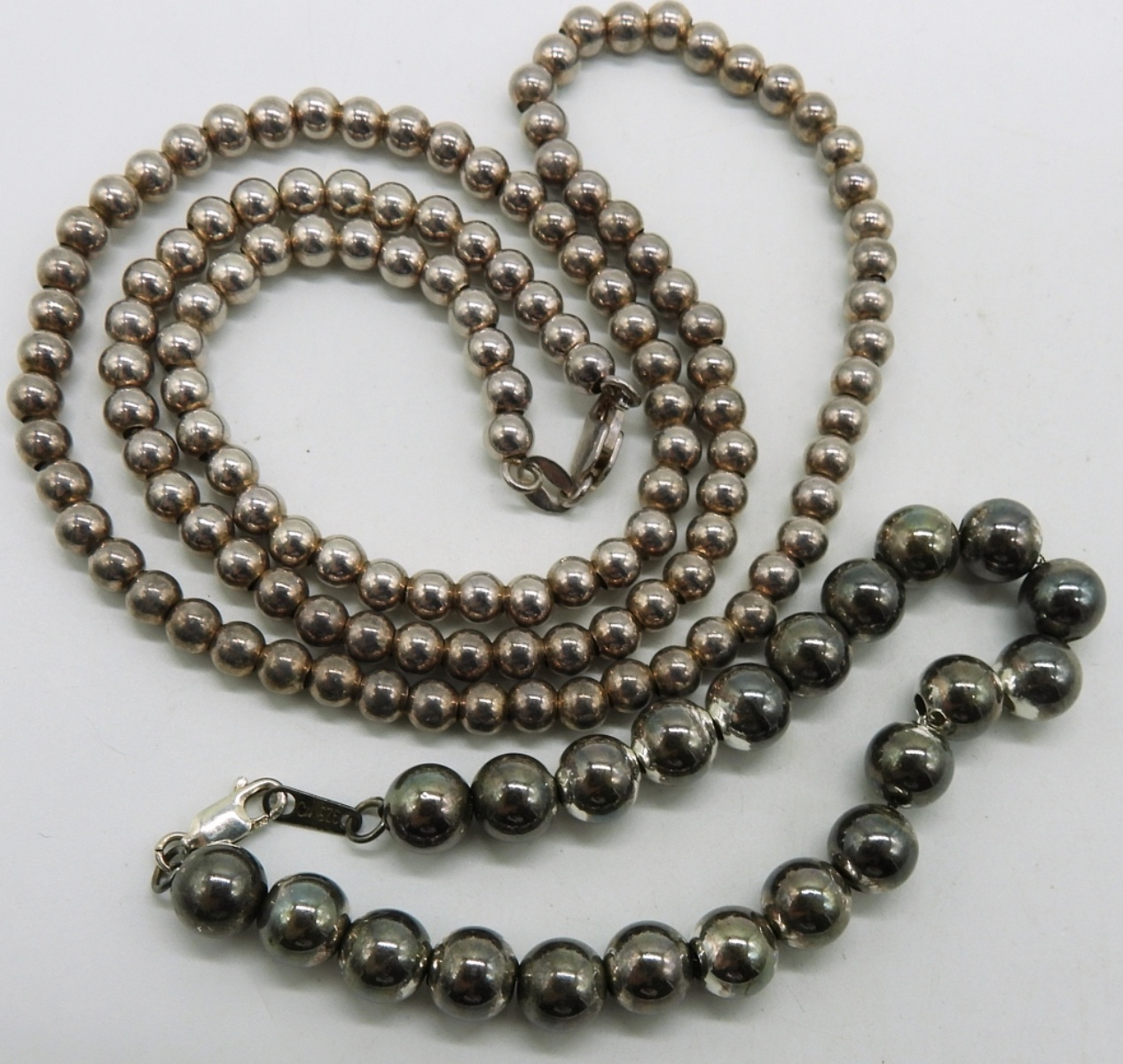 Sterling Ball Bead Necklace & Bracelet