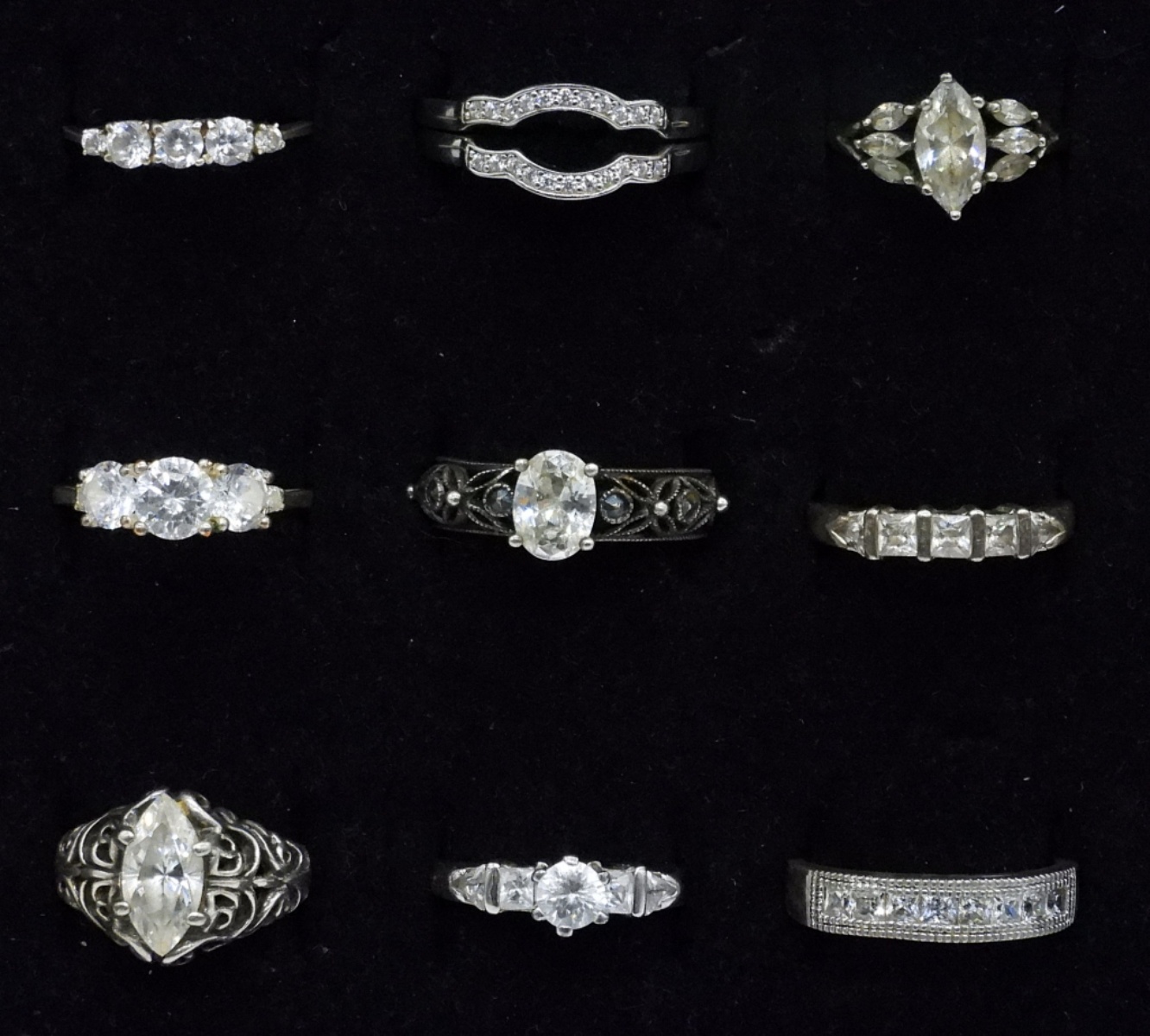 10 Sterling Bridal Style Rings