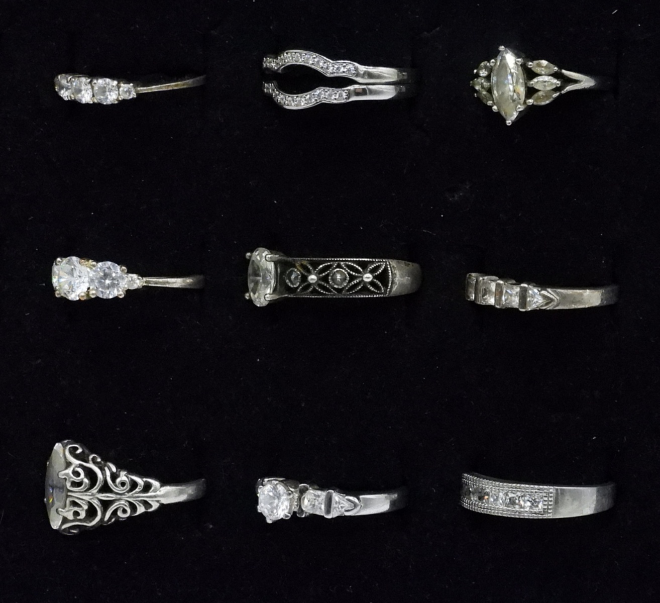 10 Sterling Bridal Style Rings