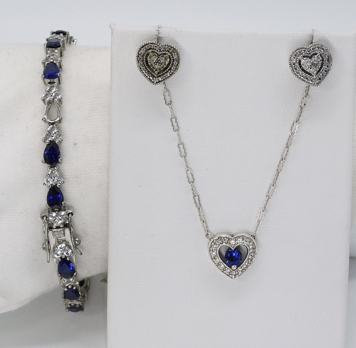 Simulated Sapphire 925 Necklace & Bracelet