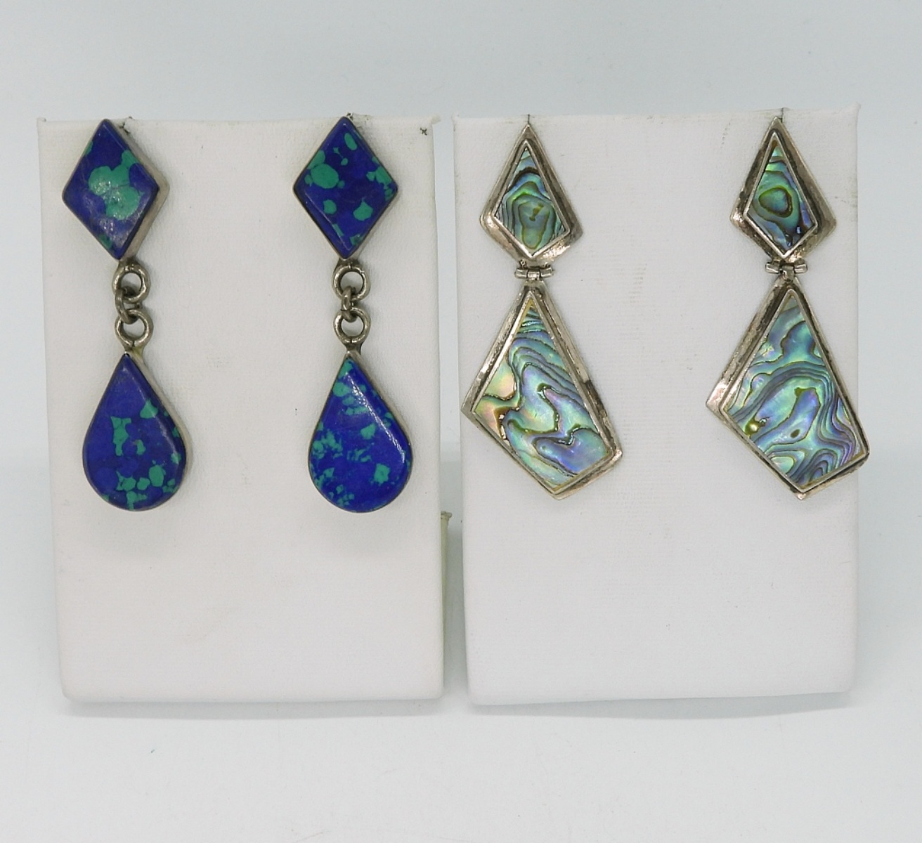 (2) 925 Abalone & Malachite Azurite Earrings