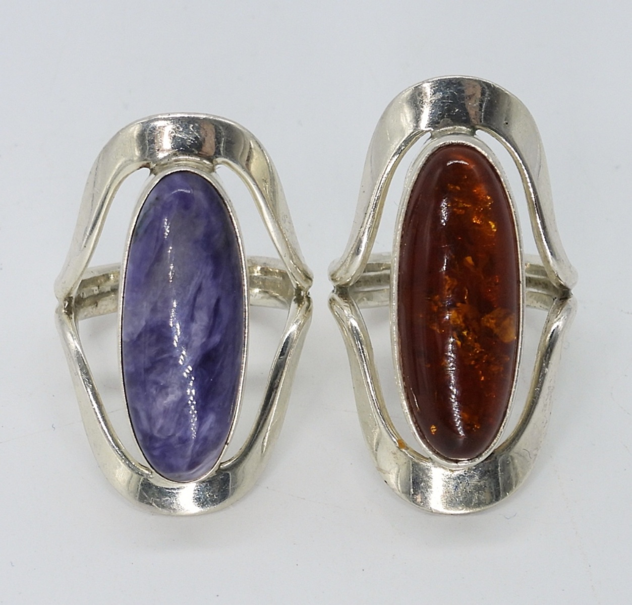 Mexico 925 Charoite & Amber Rings