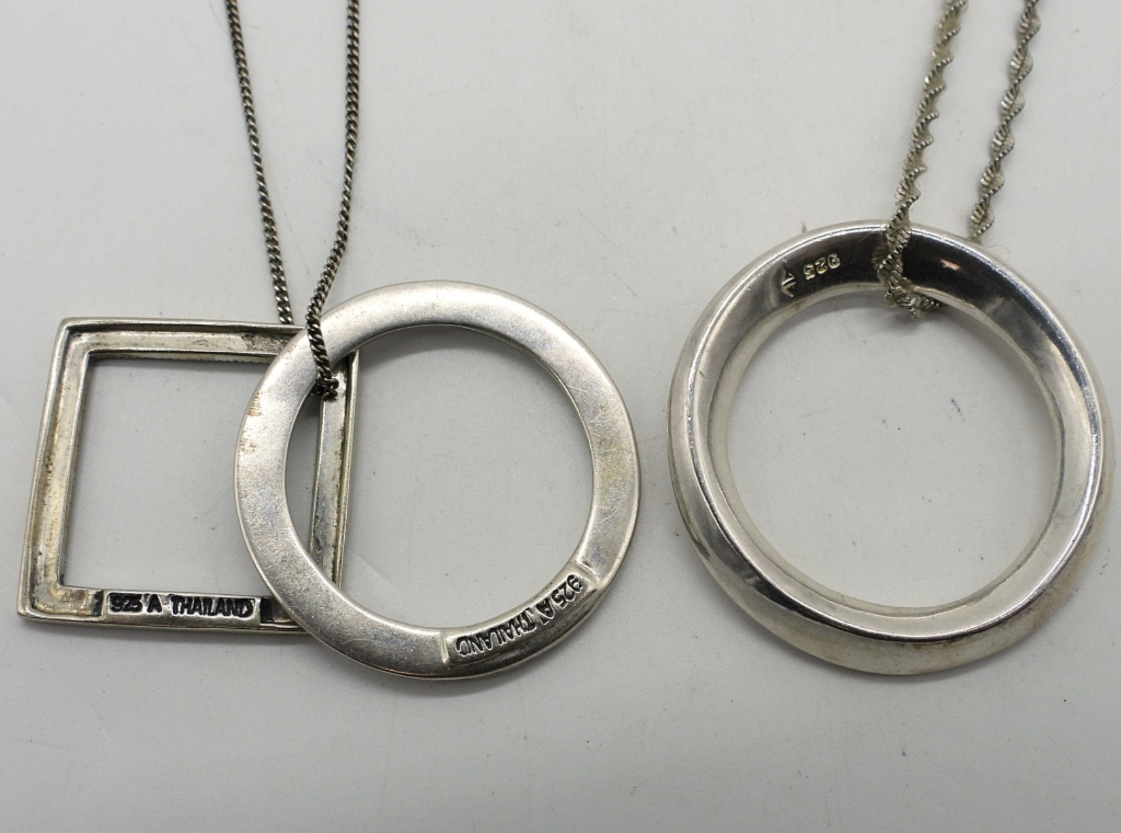 2 Sterling Necklaces - Marcasite & Plain