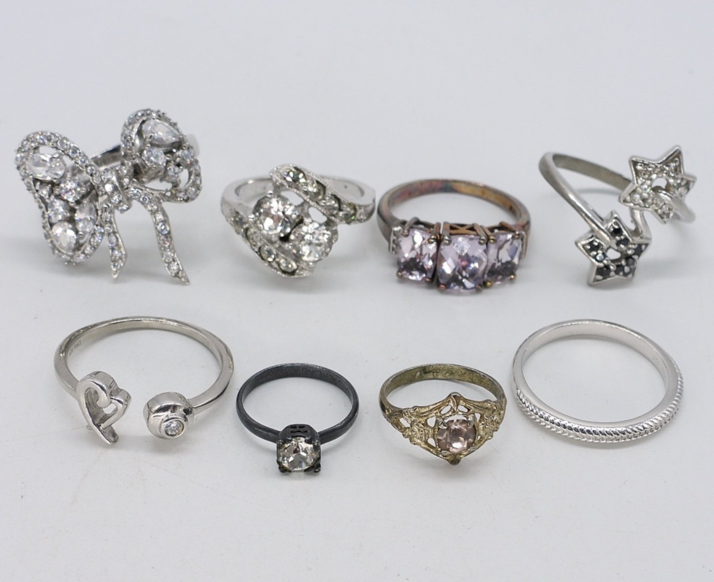 8 Sterling Fashion Faux Diamond Rings