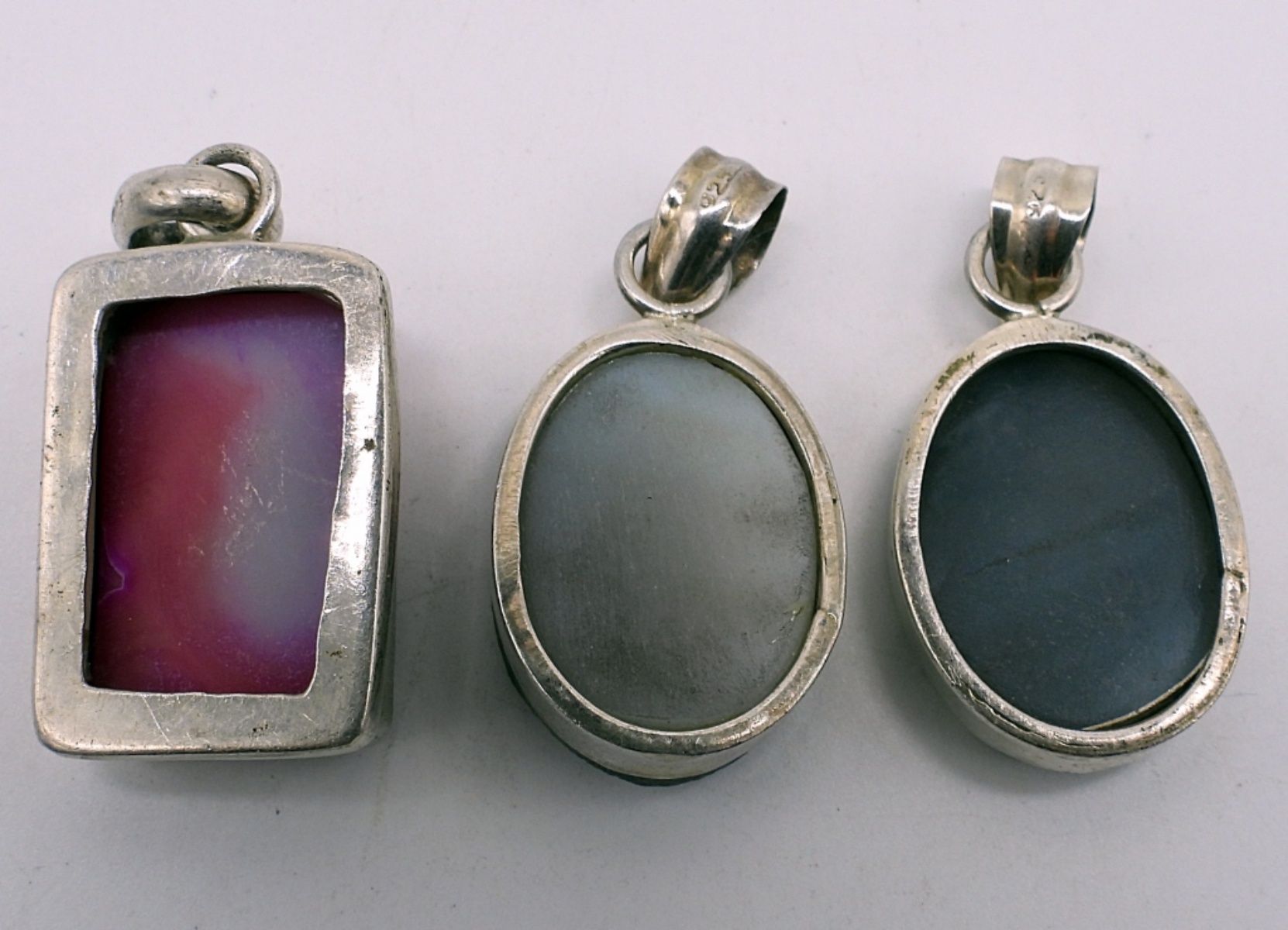 3 Sterling Druzy Pendants