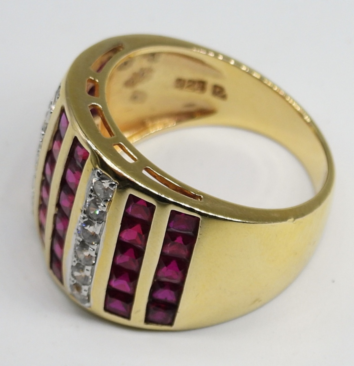 Gold Tone 925 Simulated Ruby Set