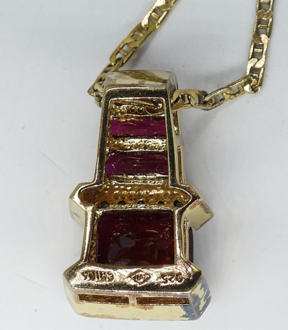 Gold Tone 925 Simulated Ruby Set
