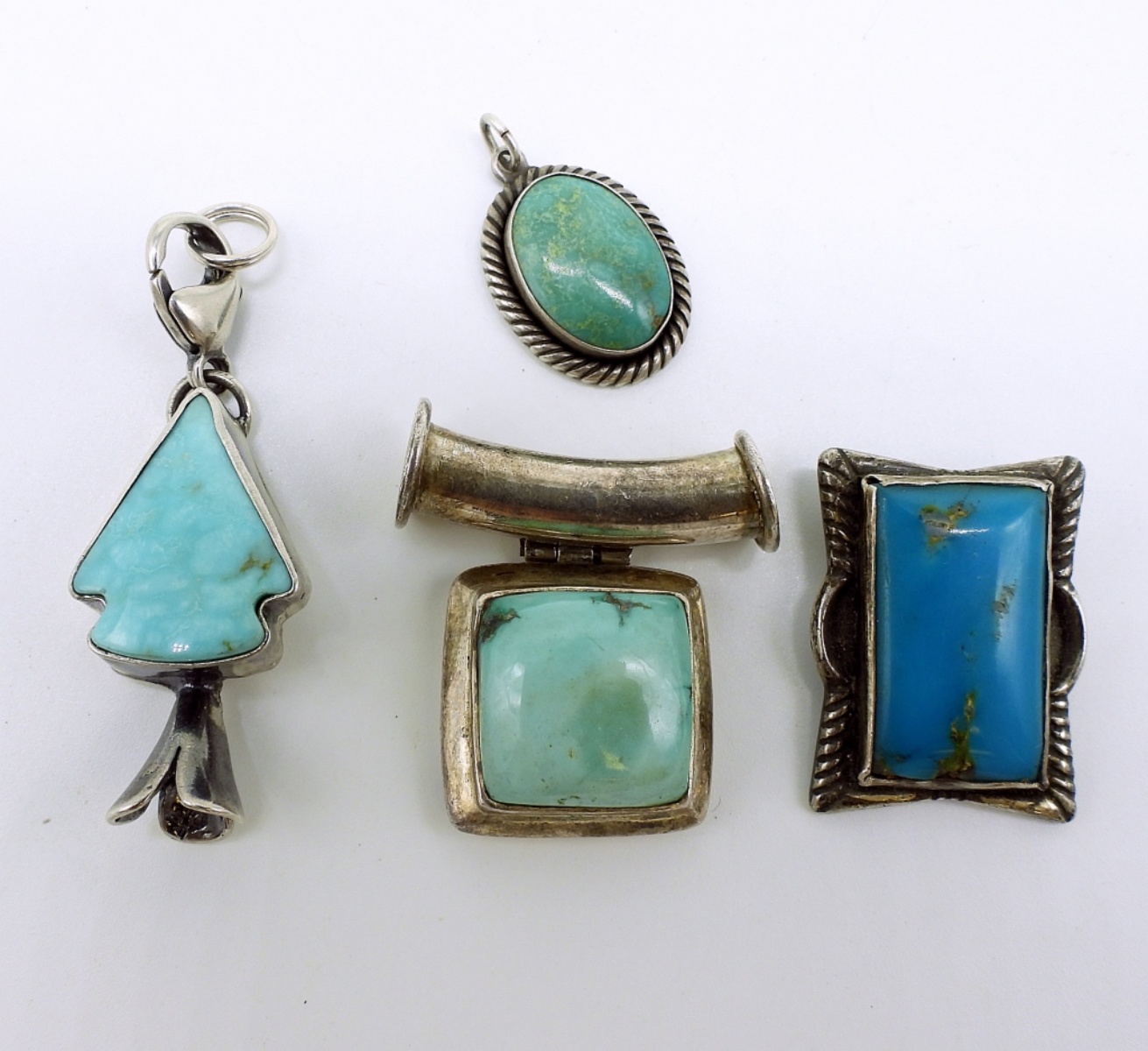 Four Turquoise, Sterling Pendants