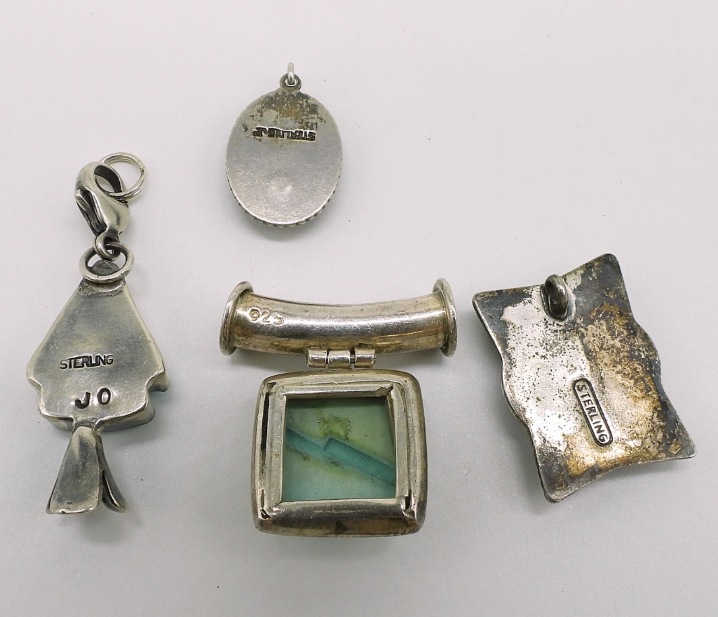 Four Turquoise, Sterling Pendants