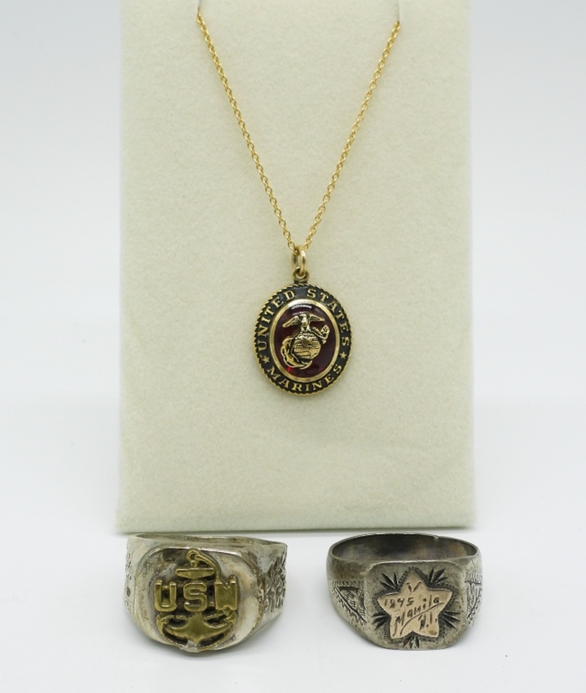 Vintage Military Rings & Necklace