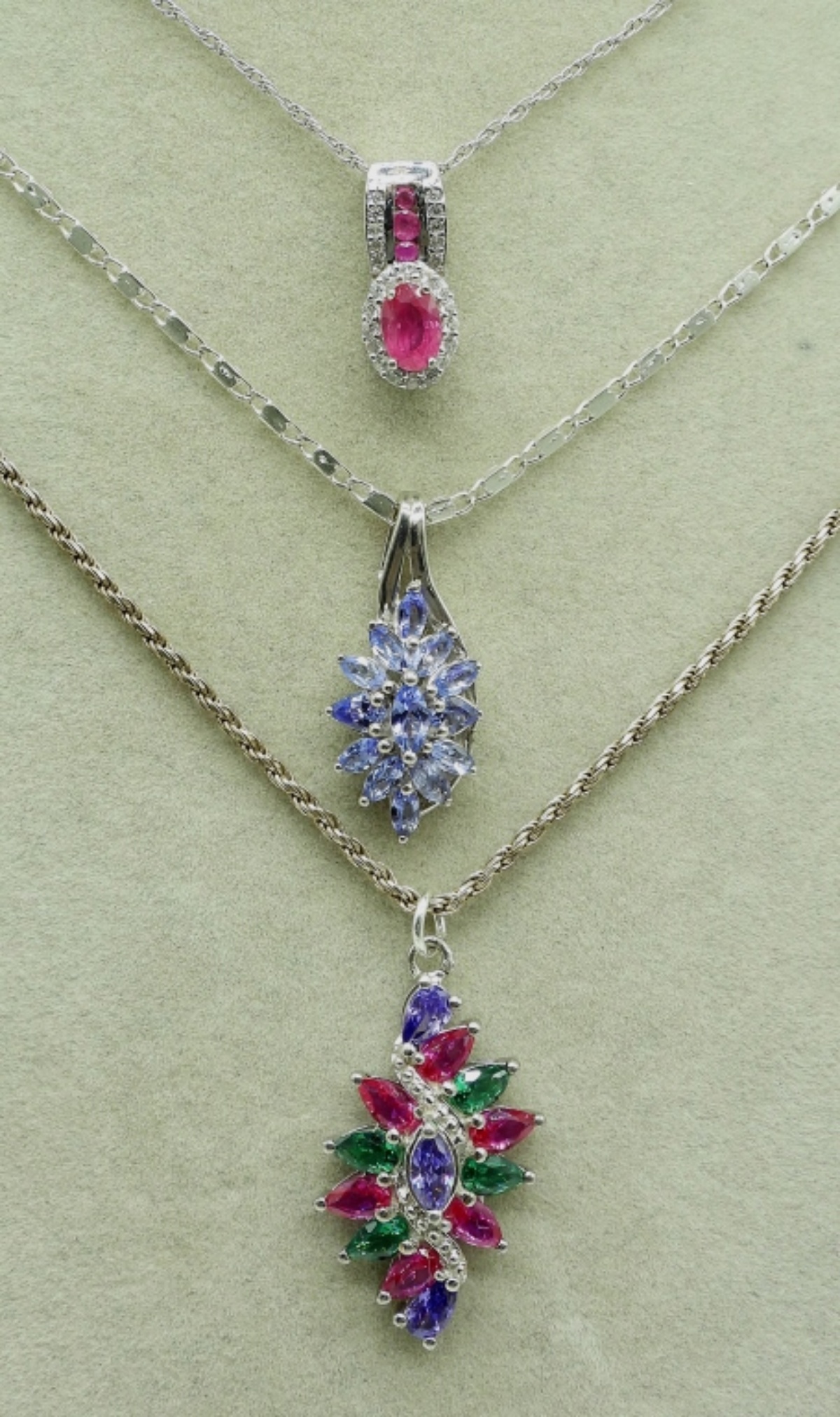 Multi Gemstone Sterling Necklaces & Rings