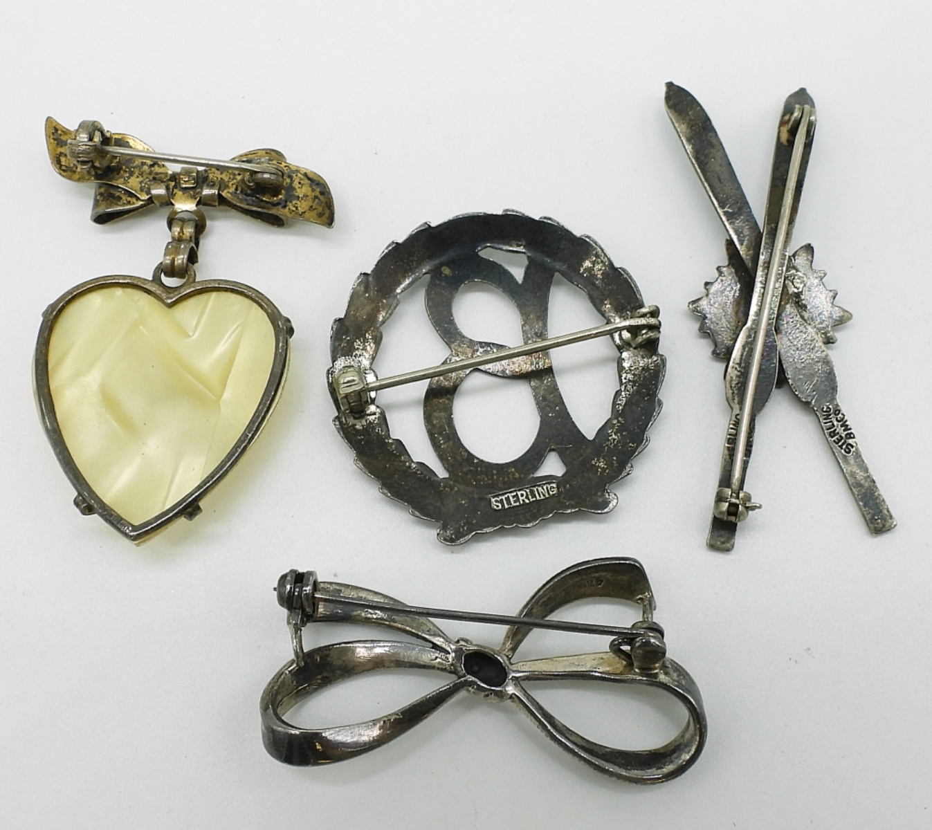 Antique Sterling Brooches and Necklace
