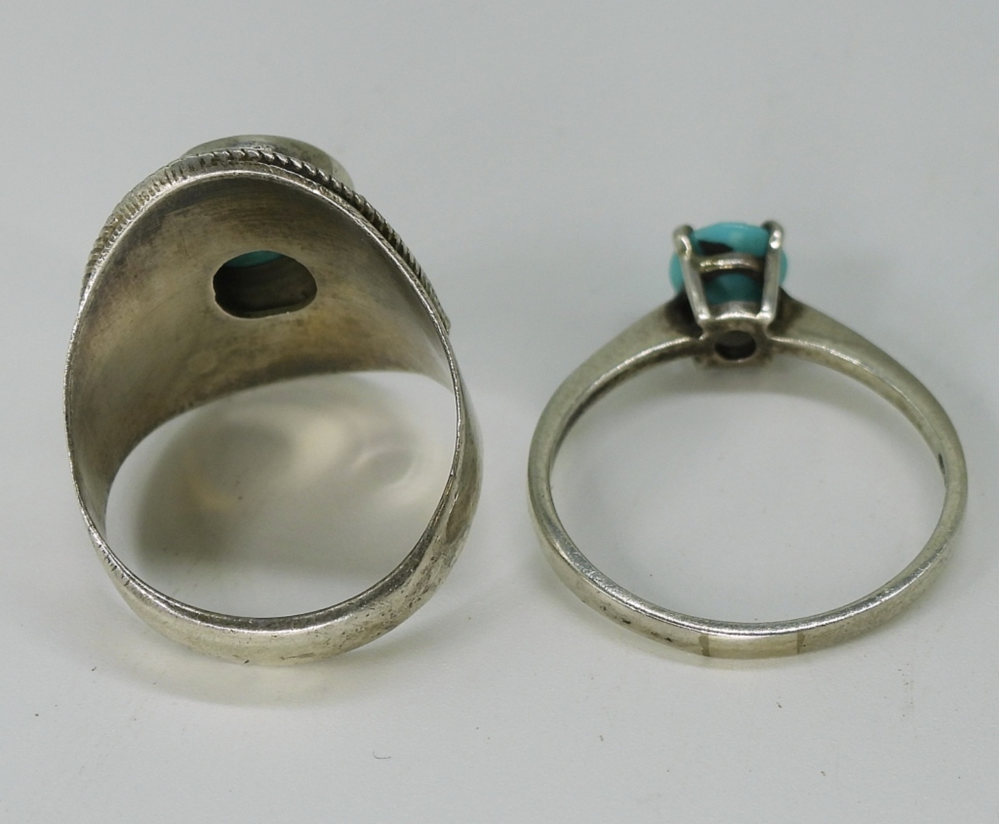 Large Taxco Turquoise Pendant, Chain & Rings