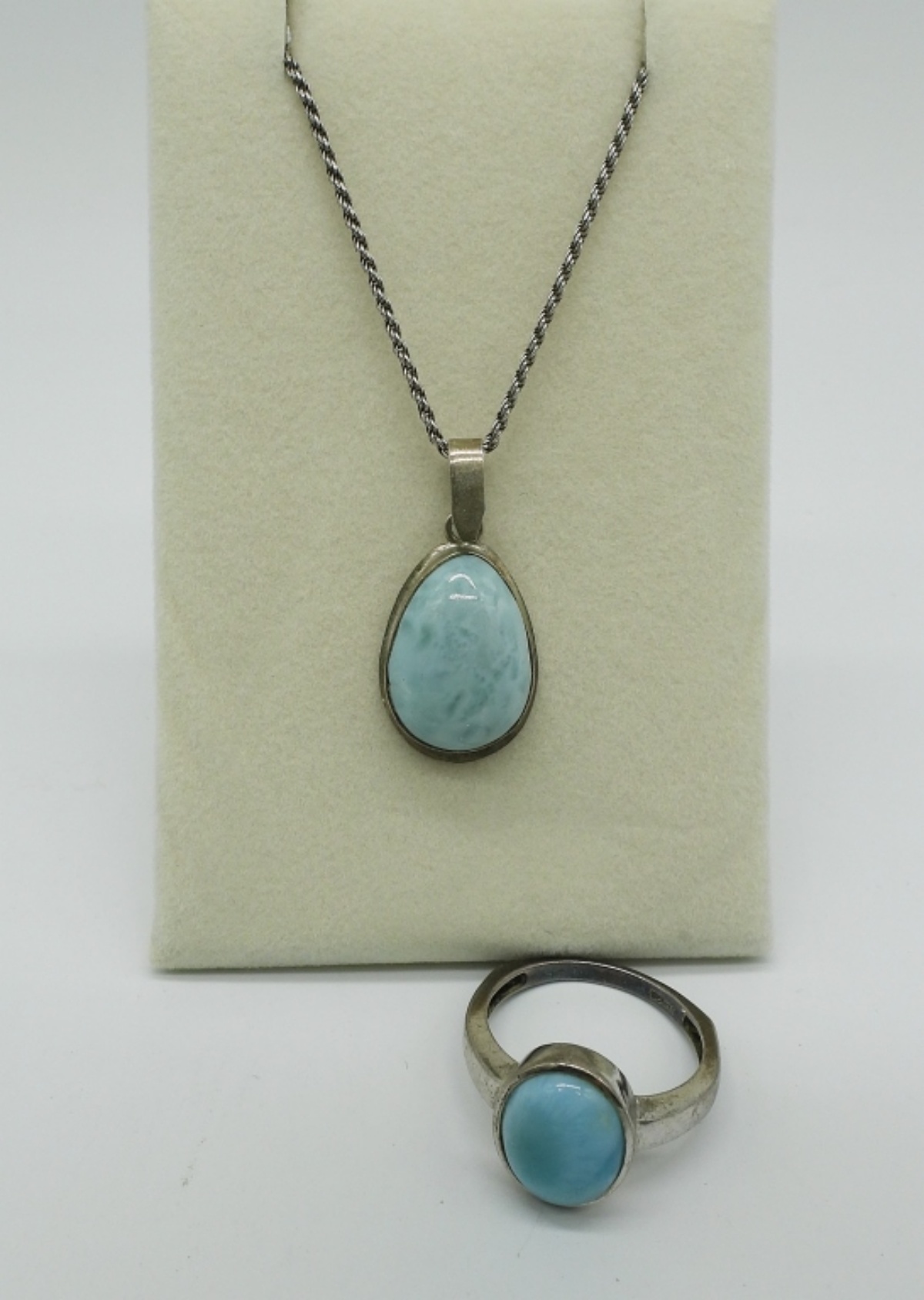 Larimar Sterling Necklace & Ring