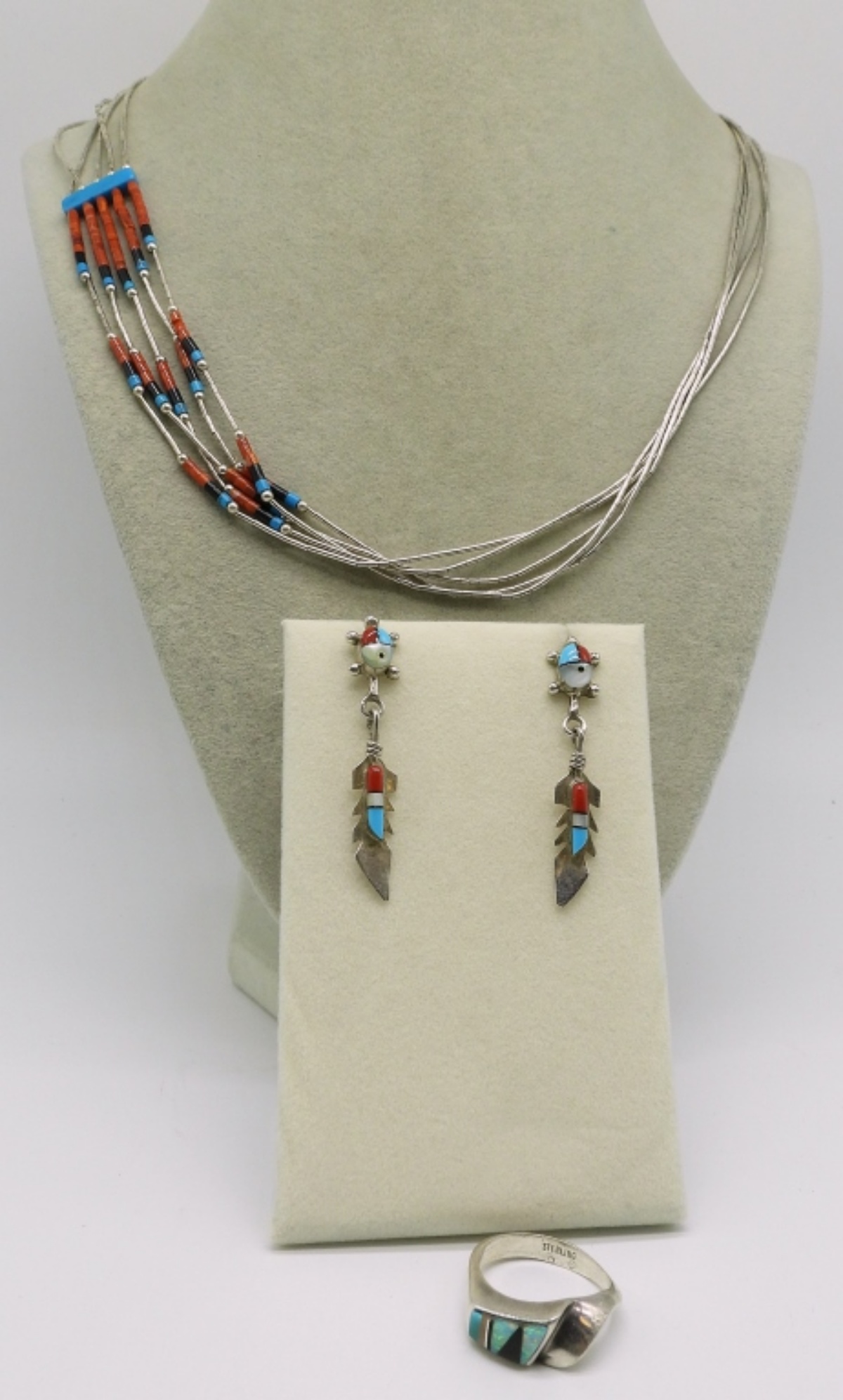 Liquid Sterling Heishi Necklace & Zuni Earrings