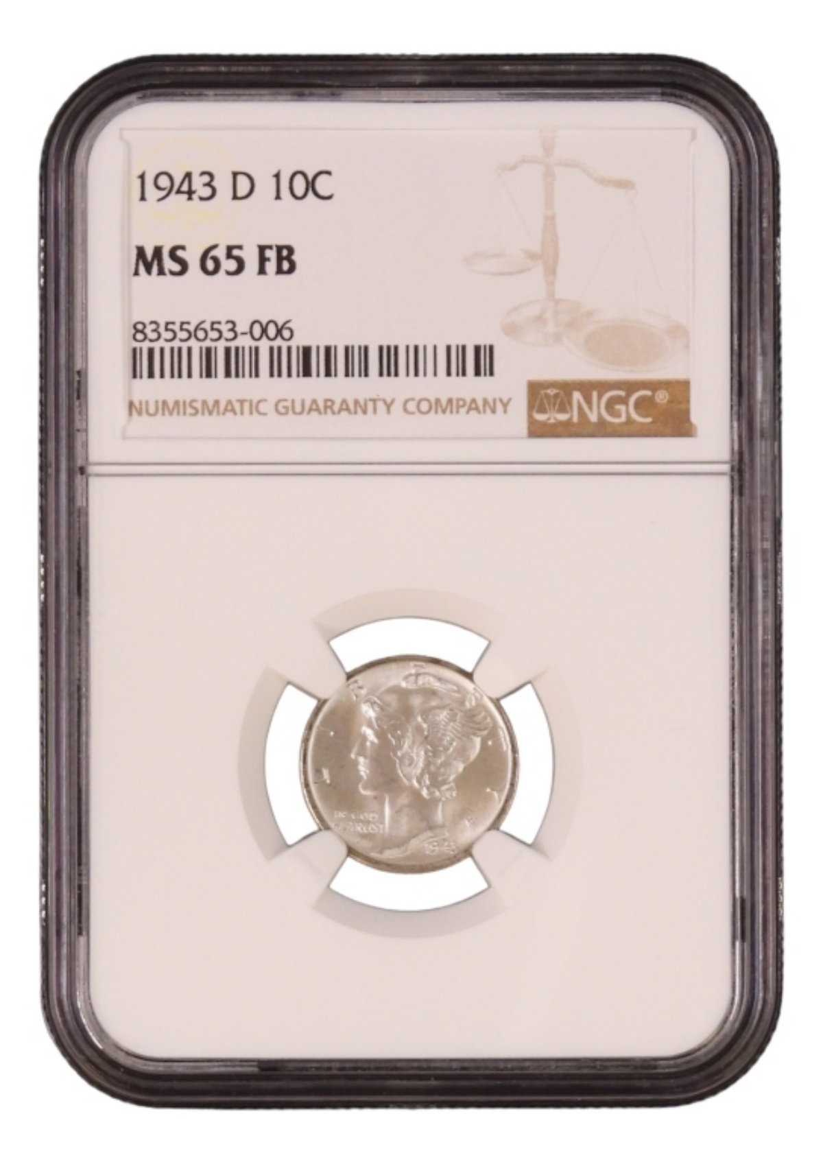 1943-D Mercury Dime MS65 FB NGC