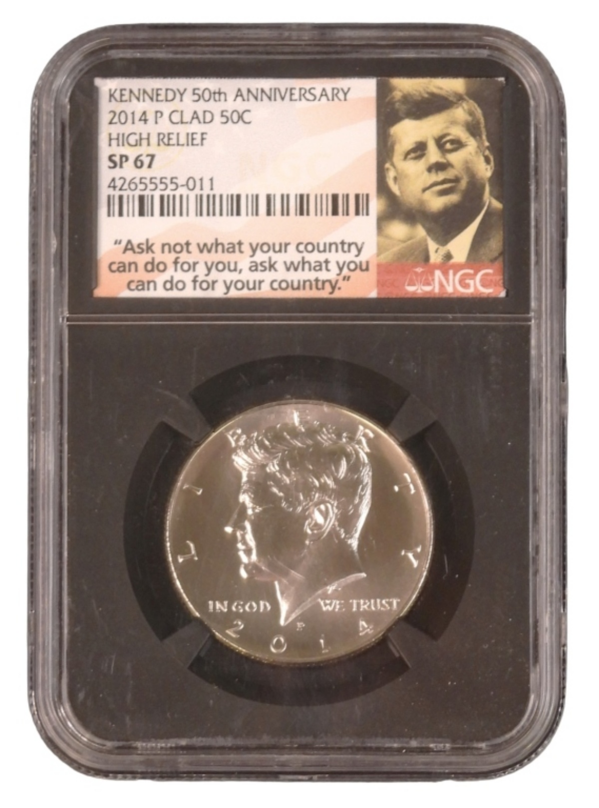 2014-P Clad Kennedy Half High Relief SP67 NGC