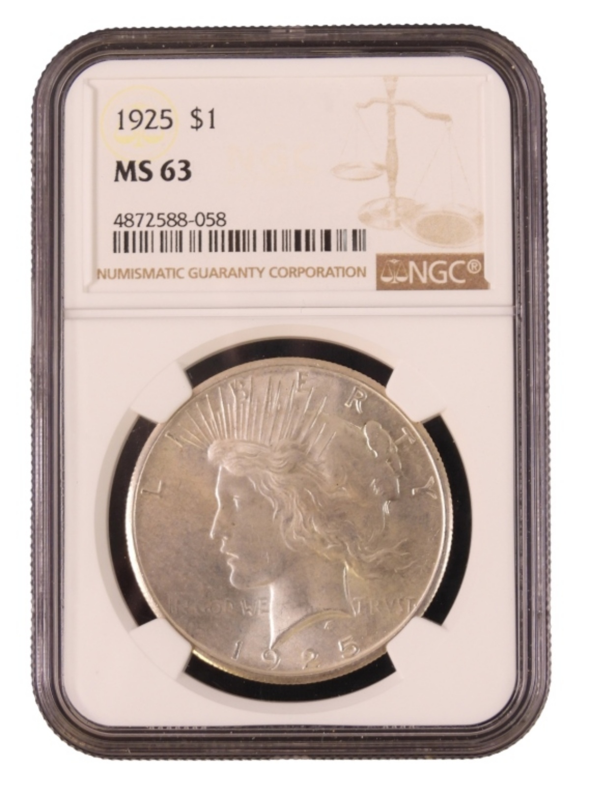 1925 Peace Dollar MS63 NGC
