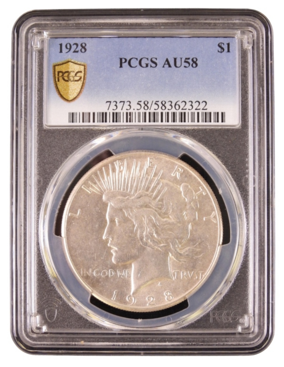 1928 Peace Dollar AU58 PCGS