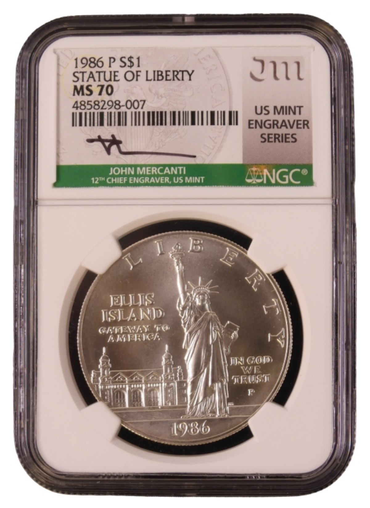 1986-P $1 Statue of Liberty Commem MS70 NGC