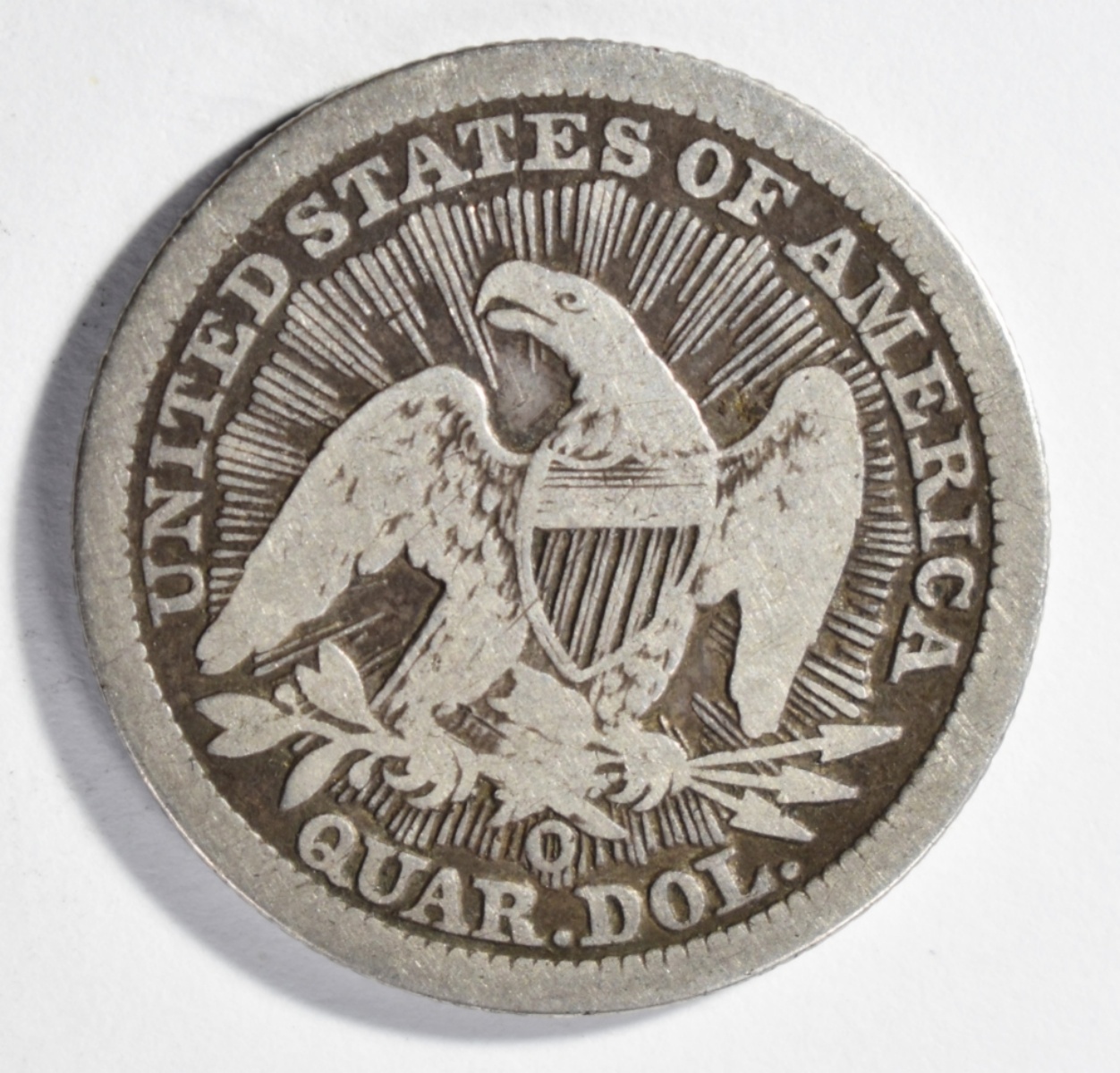 1853-O Arrows and Rays Seated Quarter