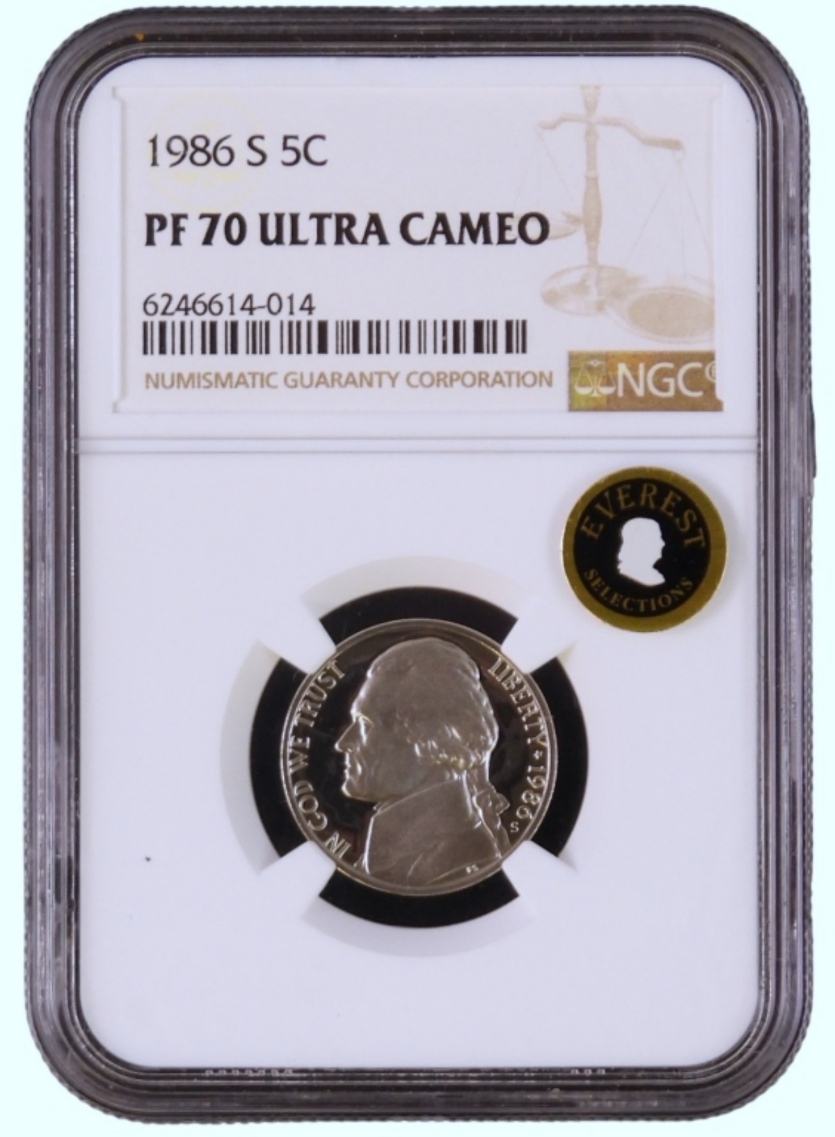 1986-S Jefferson Nickel PF70 Ultra Cameo NGC