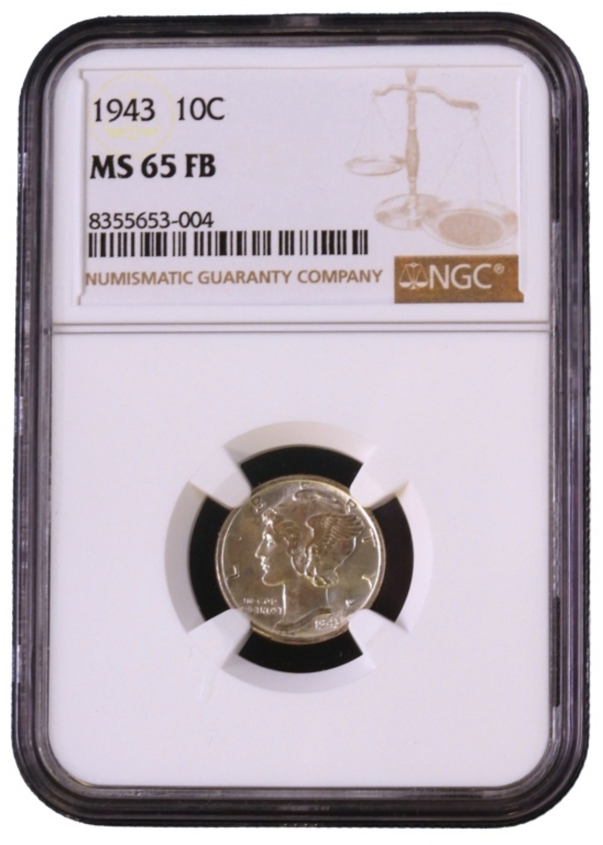 1943 Mercury Dime MS65 FB NGC