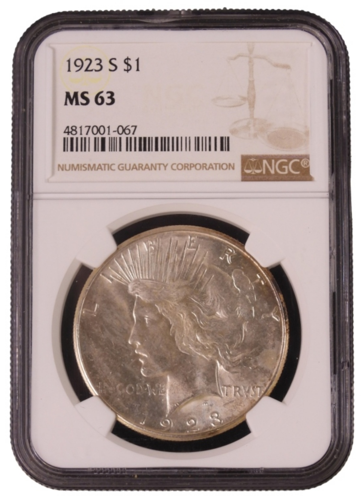 1923-S Peace Dollar MS63 NGC