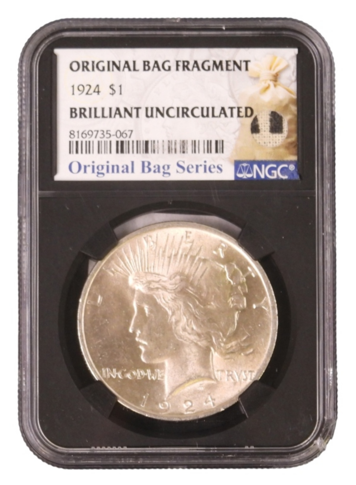1924 Peace Dollar BU NGC Original Bag Fragment