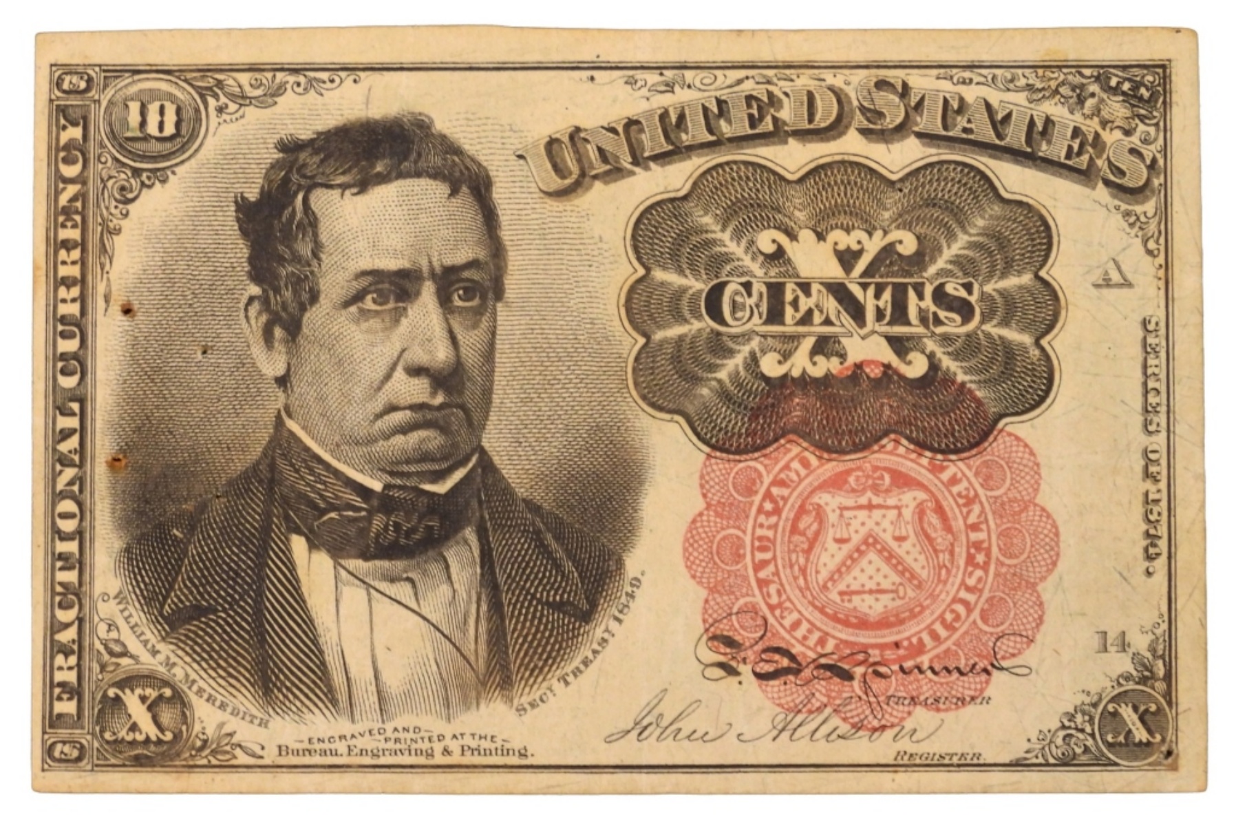 1874 10 Cent Fractional Currency 5th Issue
