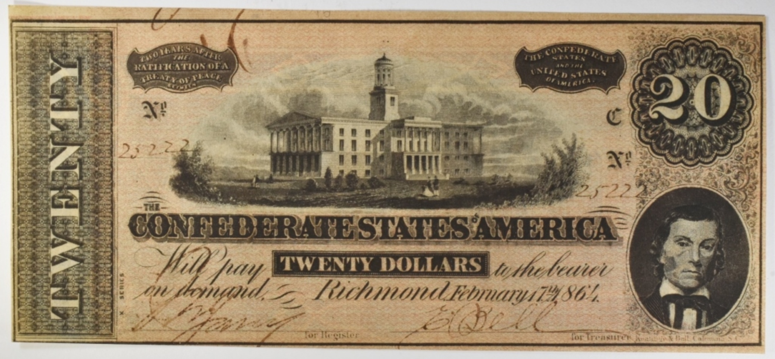 1864 $20 Confederate States of America