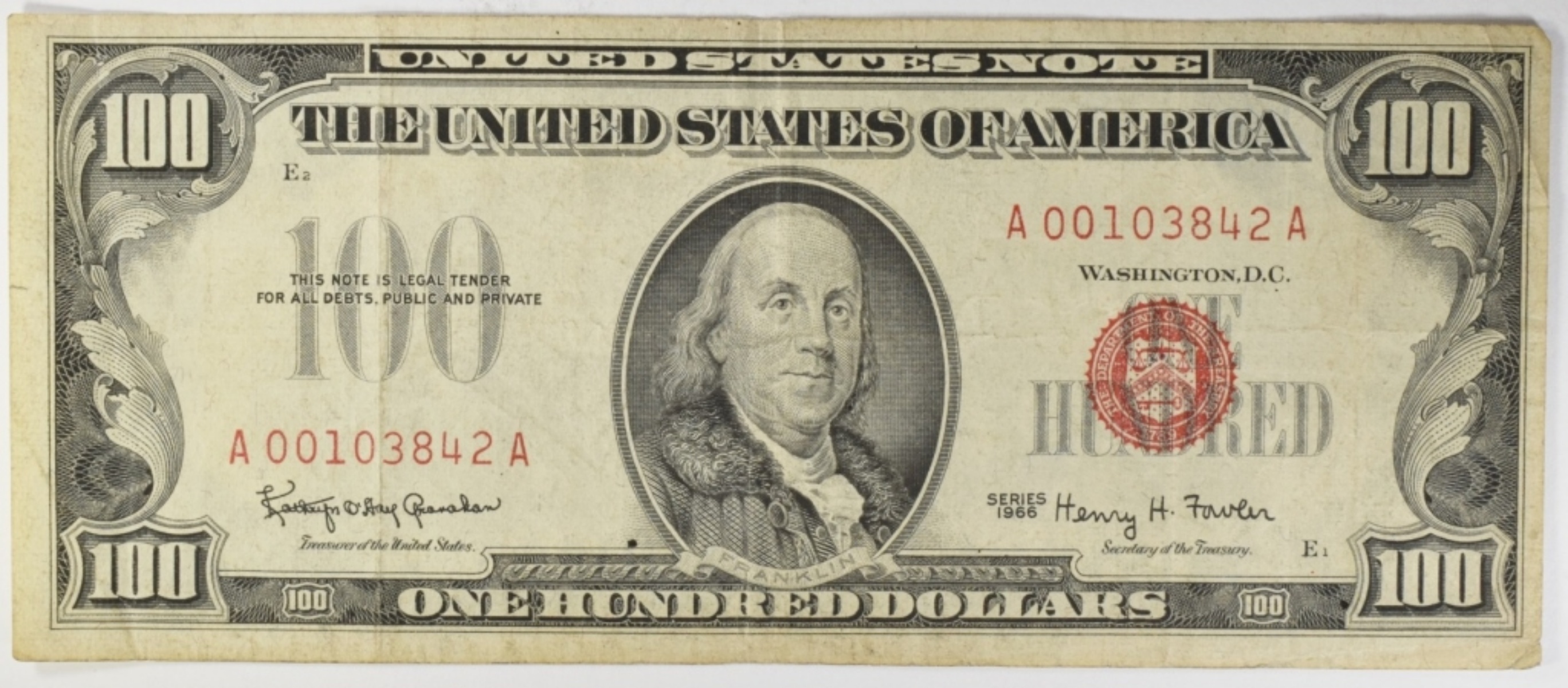 1966 $100 Red Seal Note