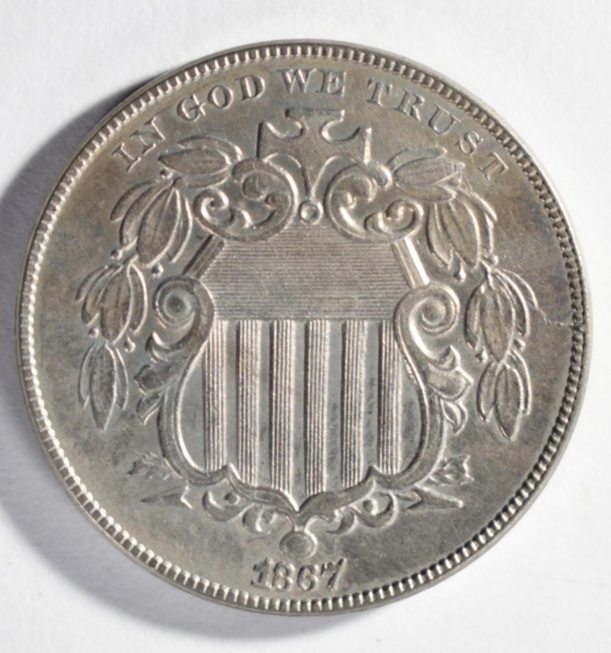 1867 No Rays Shield Nickel