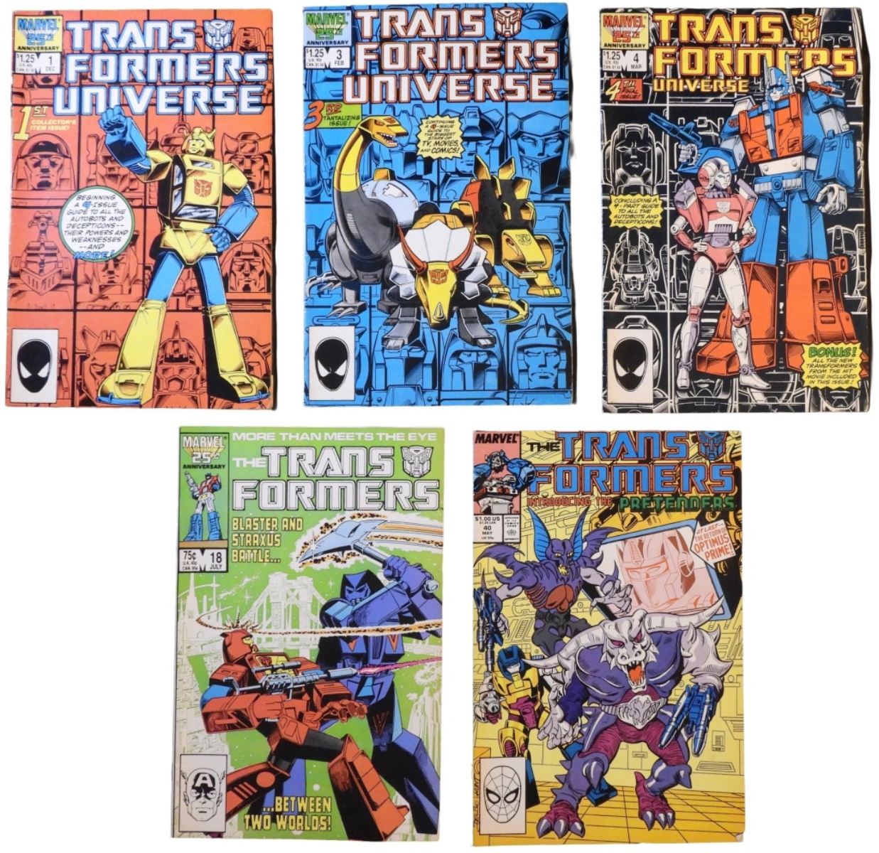 (5) Marvel Transformers Comic Lot