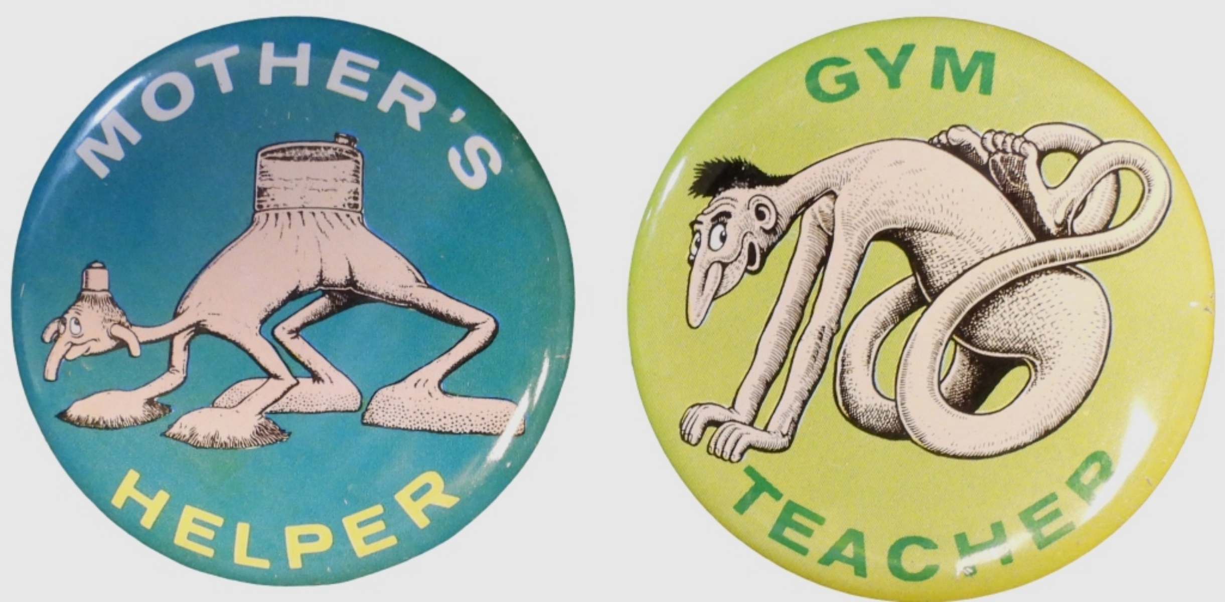 (2) 1965 Basil Wolverton "FINK" Buttons