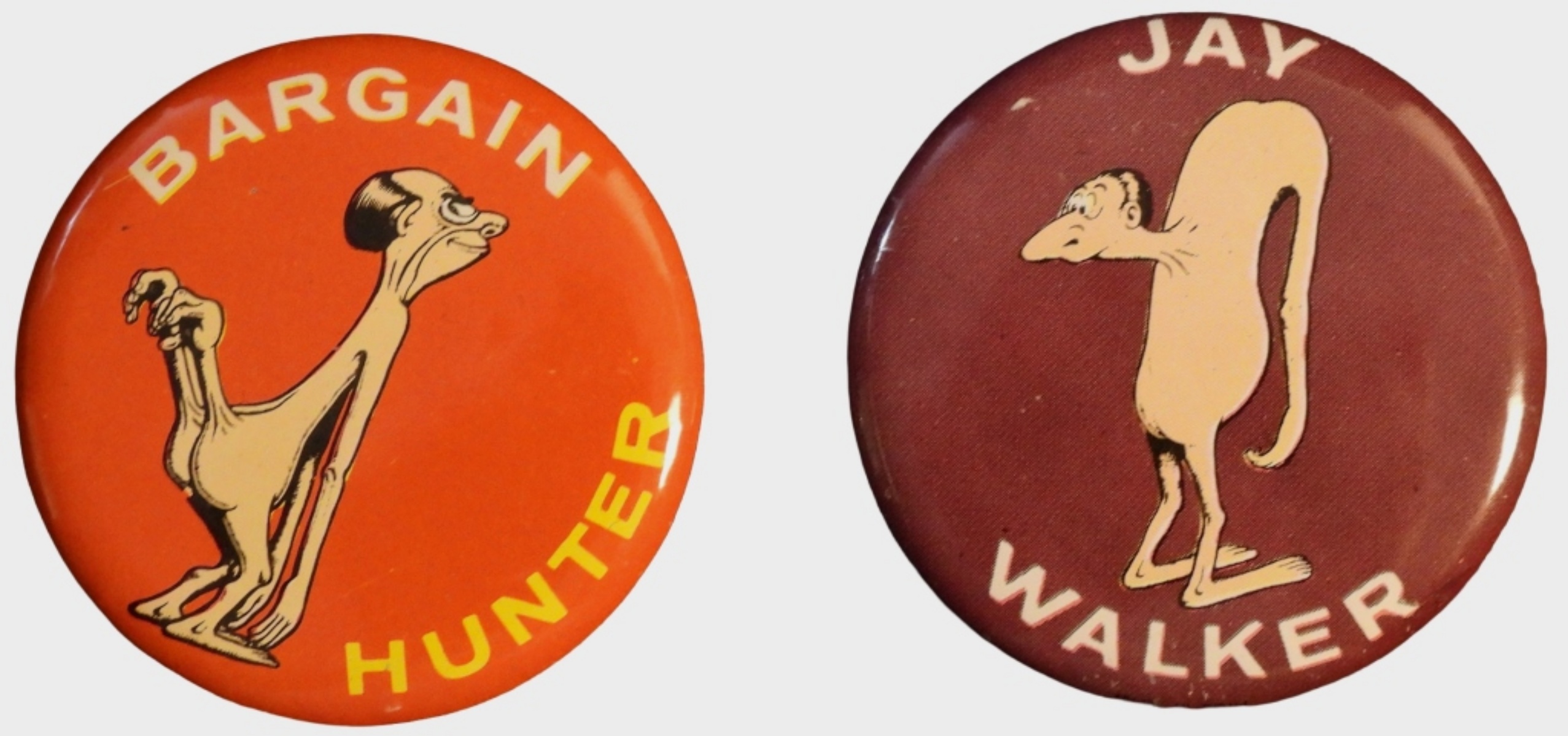(2) 1965 Basil Wolverton "FINK" Buttons