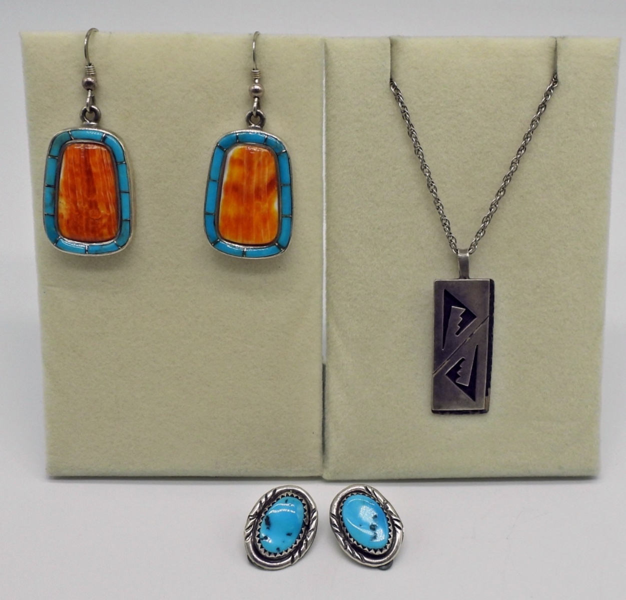 Navajo 925 Necklace & 2 Pair Earrings