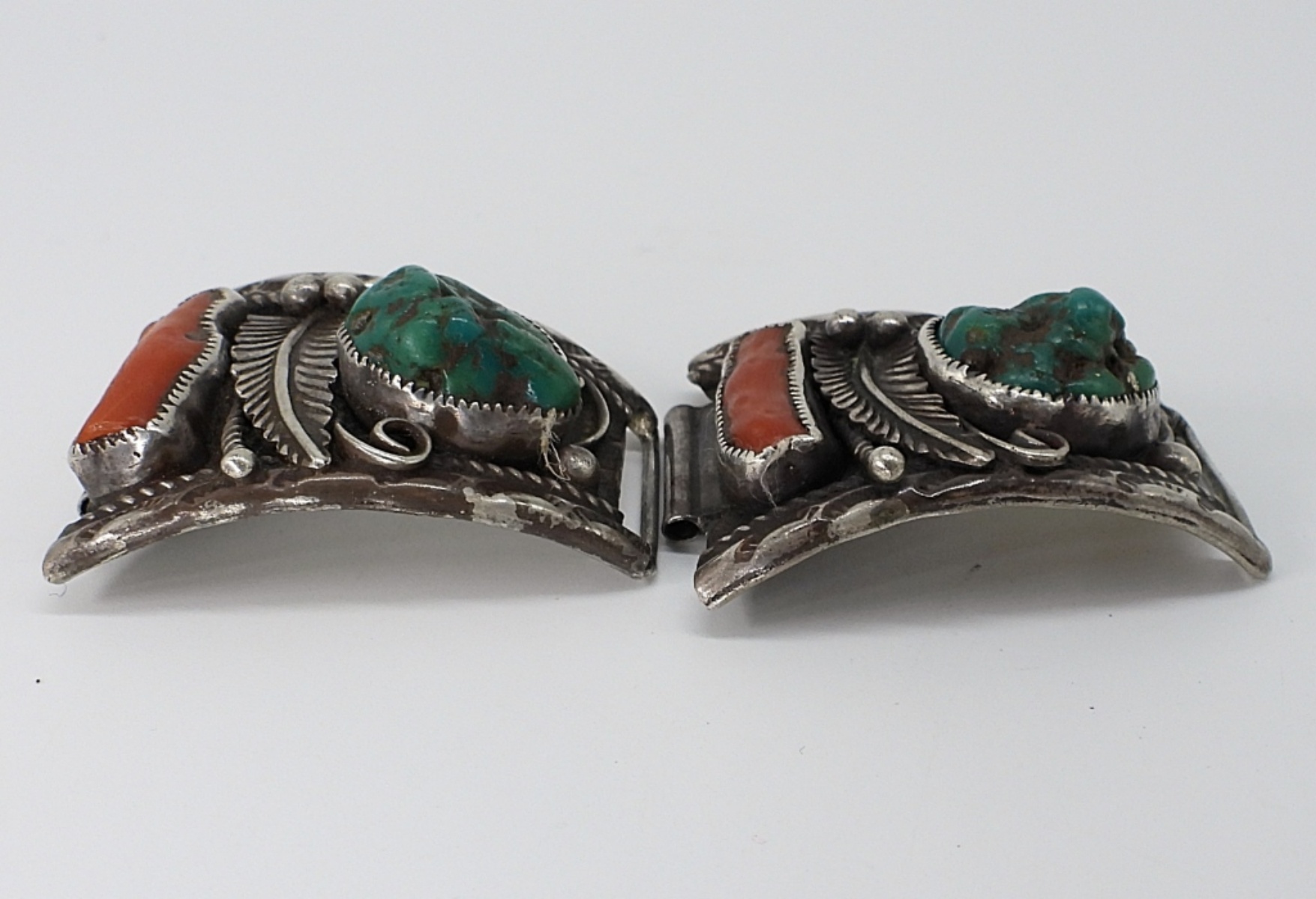 Navajo Turquoise & Coral Watch Ends - 1976