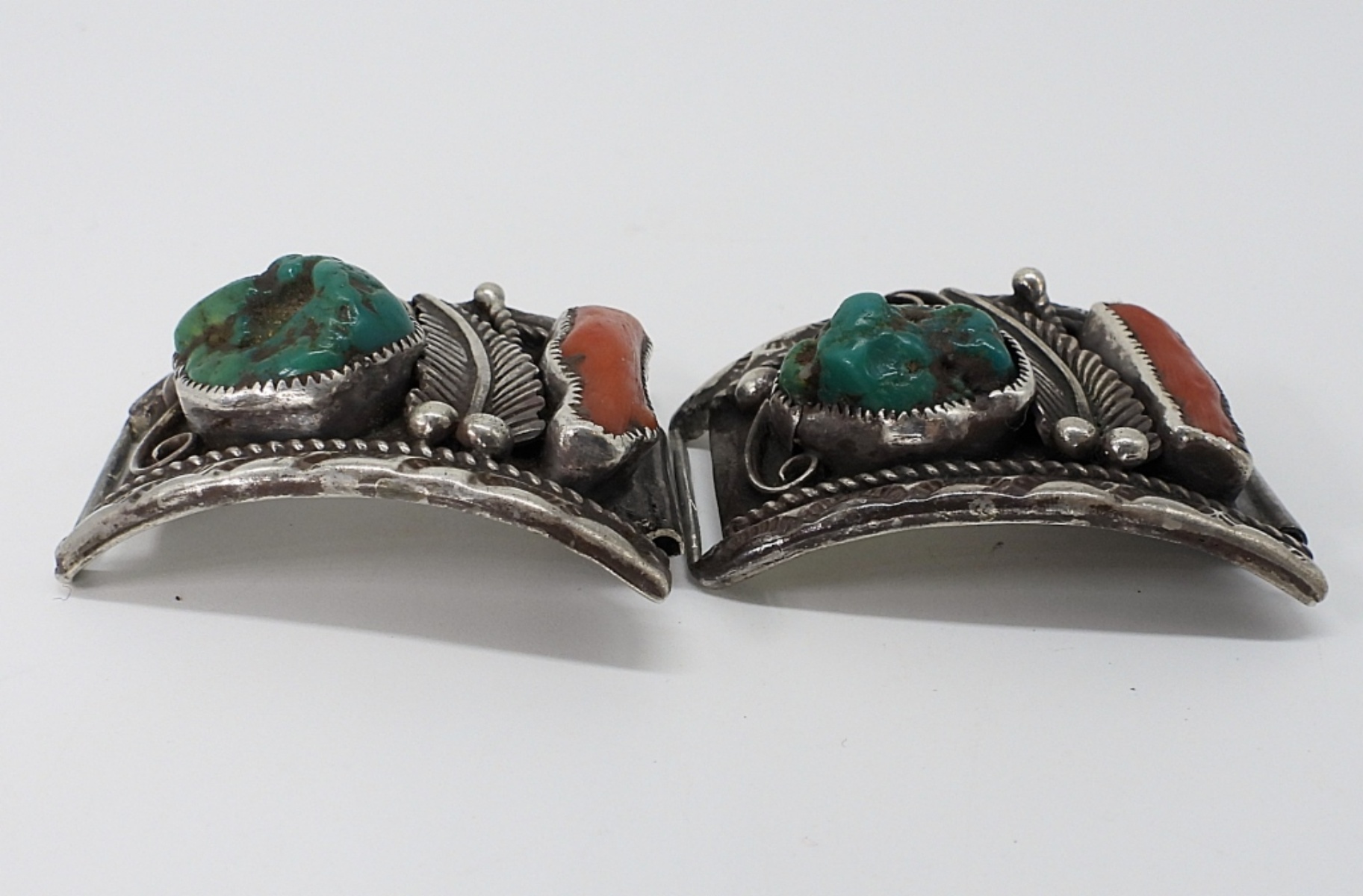 Navajo Turquoise & Coral Watch Ends - 1976