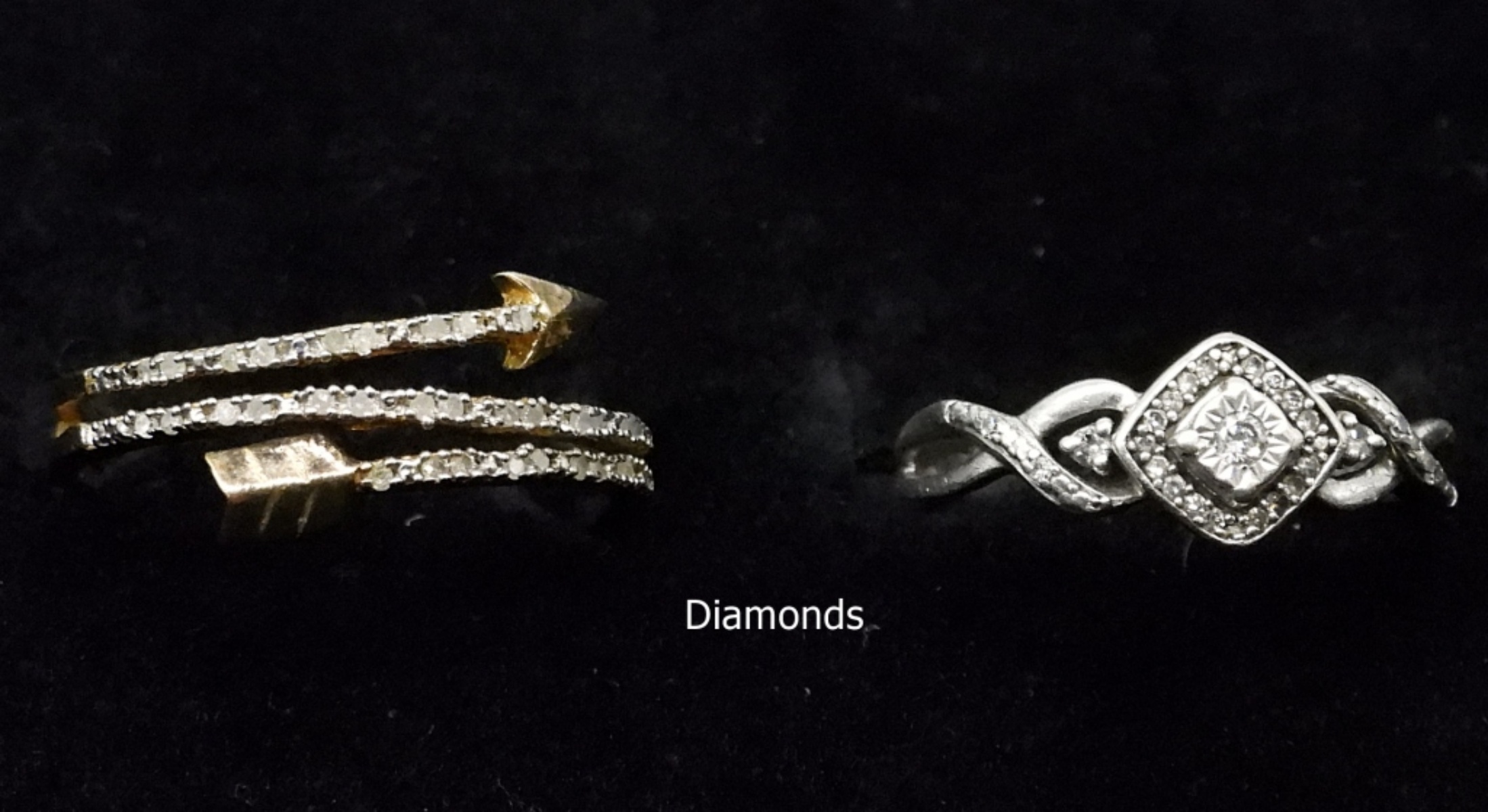 11 Sterling Rings, Diamond, Simulants & Glass Gems