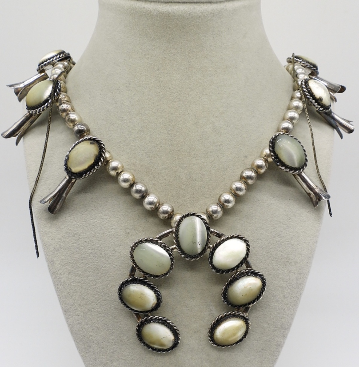 Mother of Pearl Squash Blossom Necklace