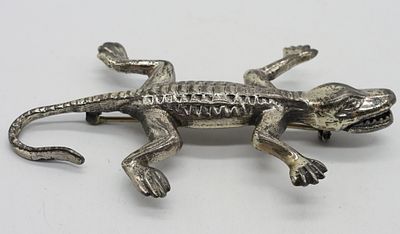 Sterling Alligator Brooch. Sterling alligator brooch, only marked "sterling". 3 1/4" x 2". 15 DWT
