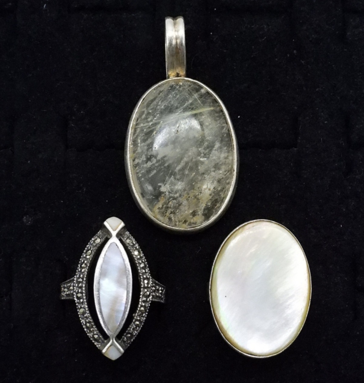 Mother of Pearl & Rutilated Quartz Rings
