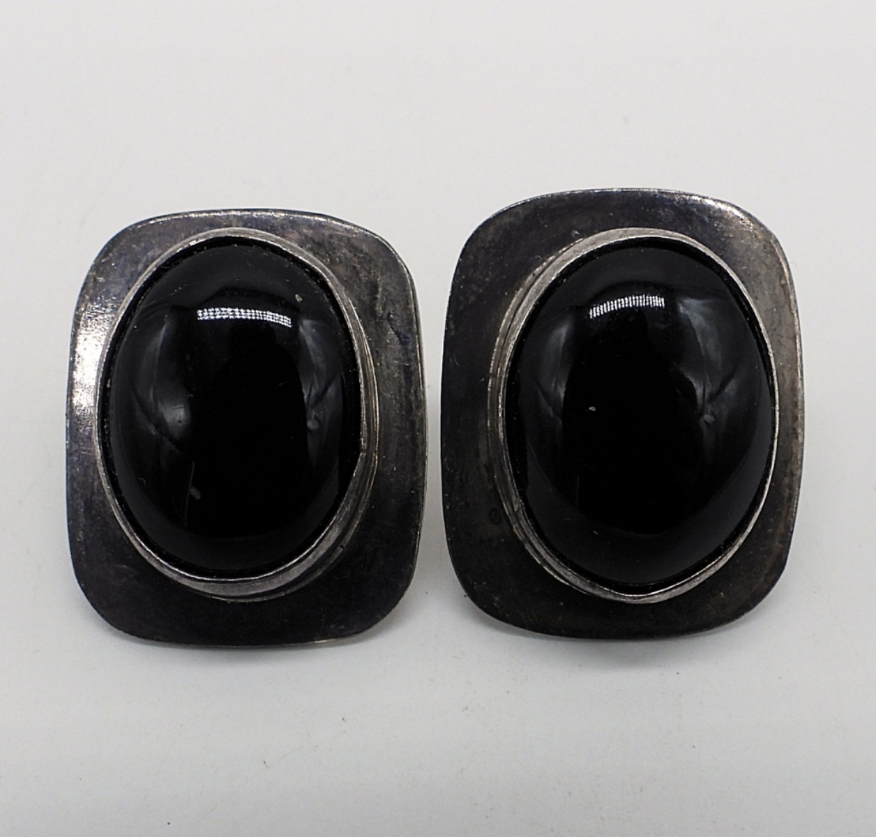 Taxco Mexico Sterling Black Onyx Earrings