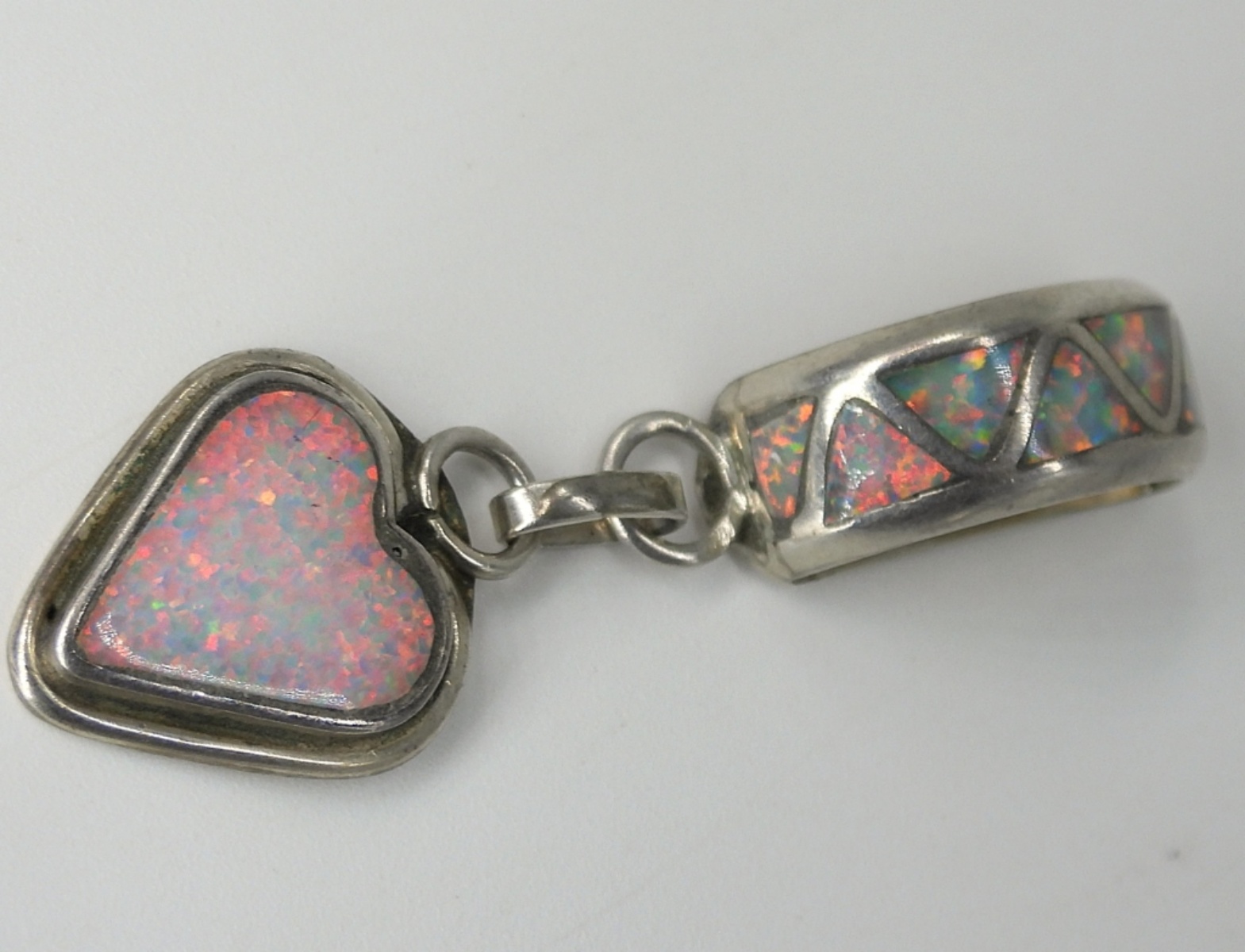 Four Sterling Opal Necklaces, Bracelet & Pendant
