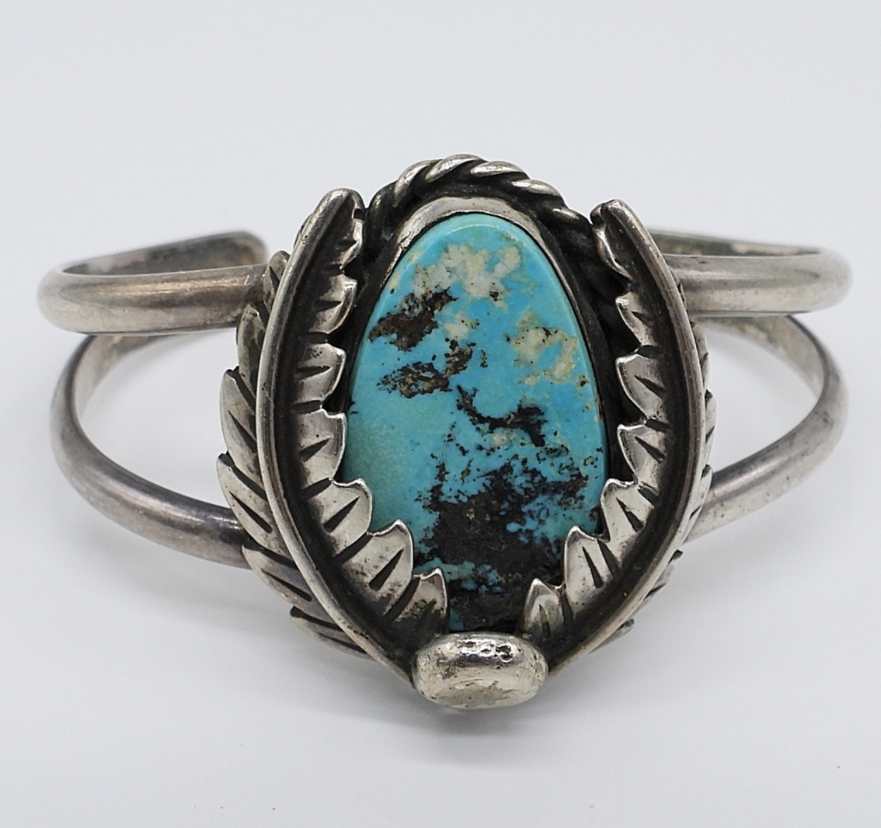Native American Cuff with Large Turquoise Gemstone