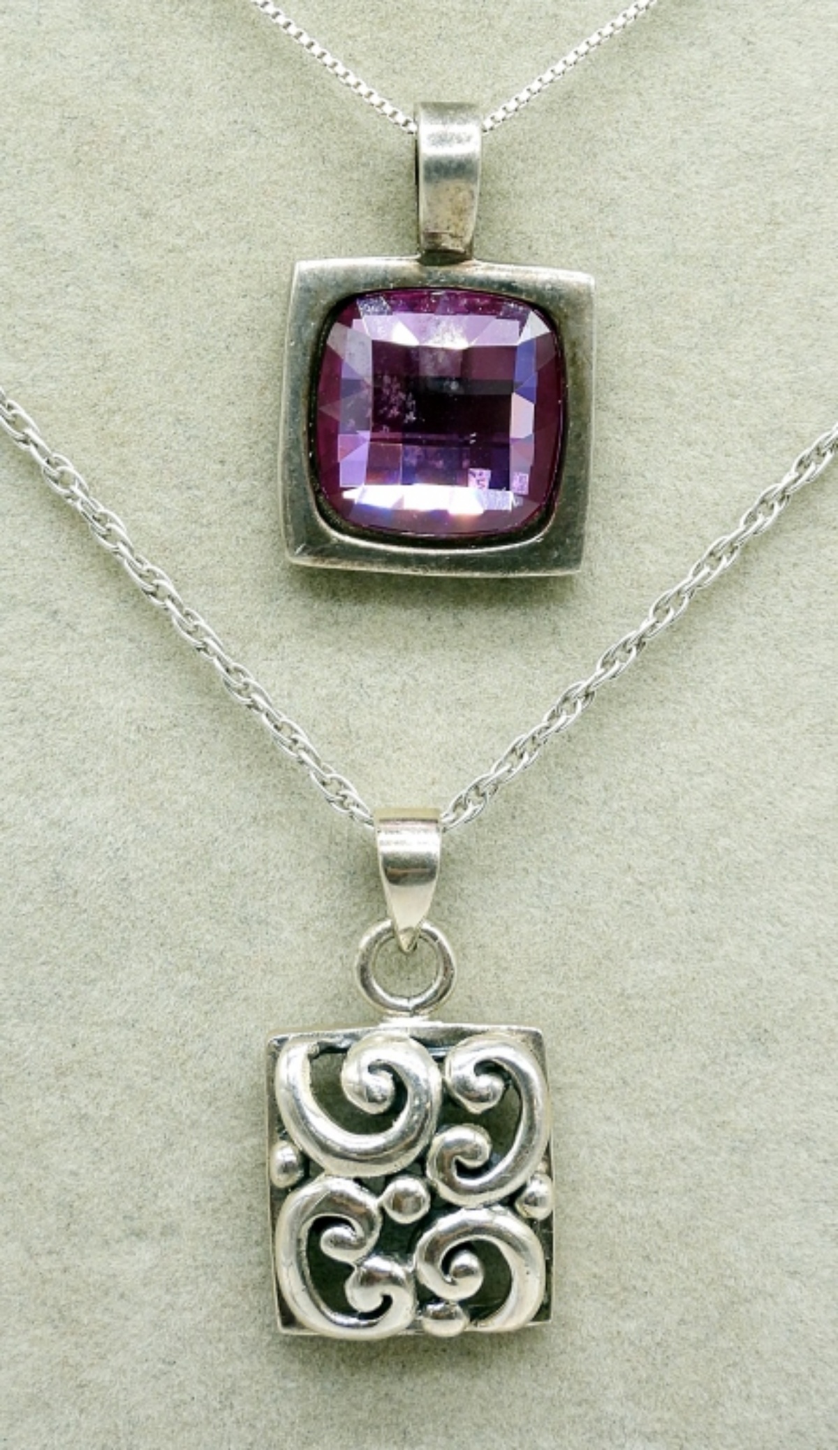 Three Sterling Fashion Gemstone Necklaces