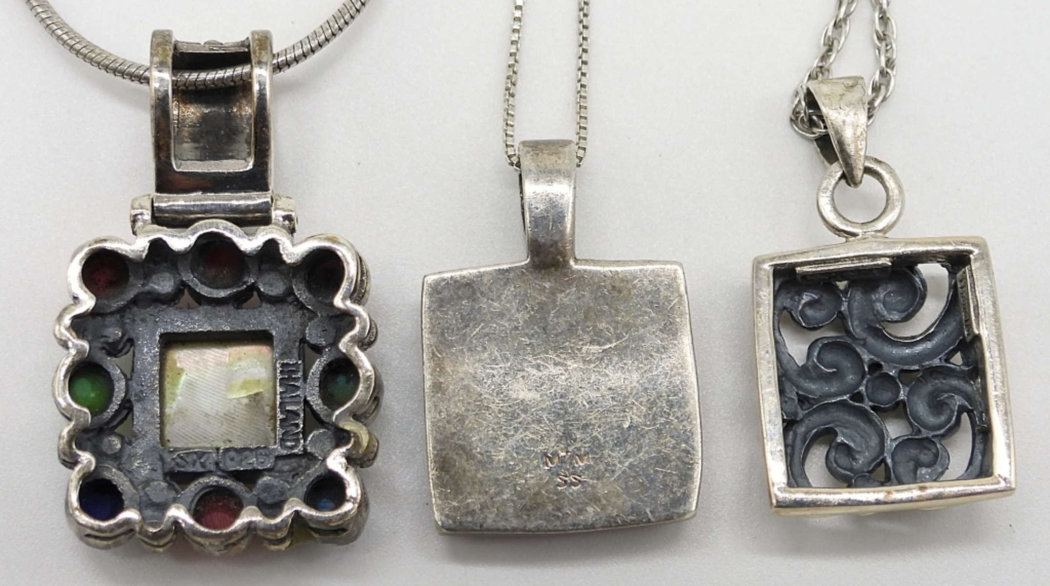 Three Sterling Fashion Gemstone Necklaces