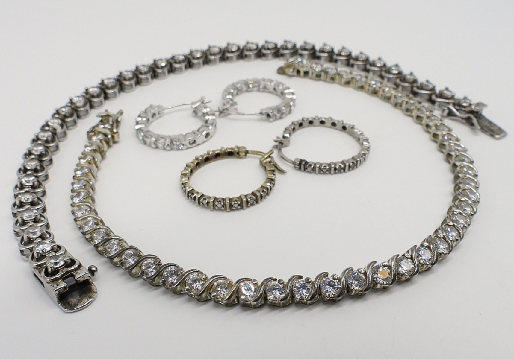 Simulated Diamond 925 Bracelets & Earrings